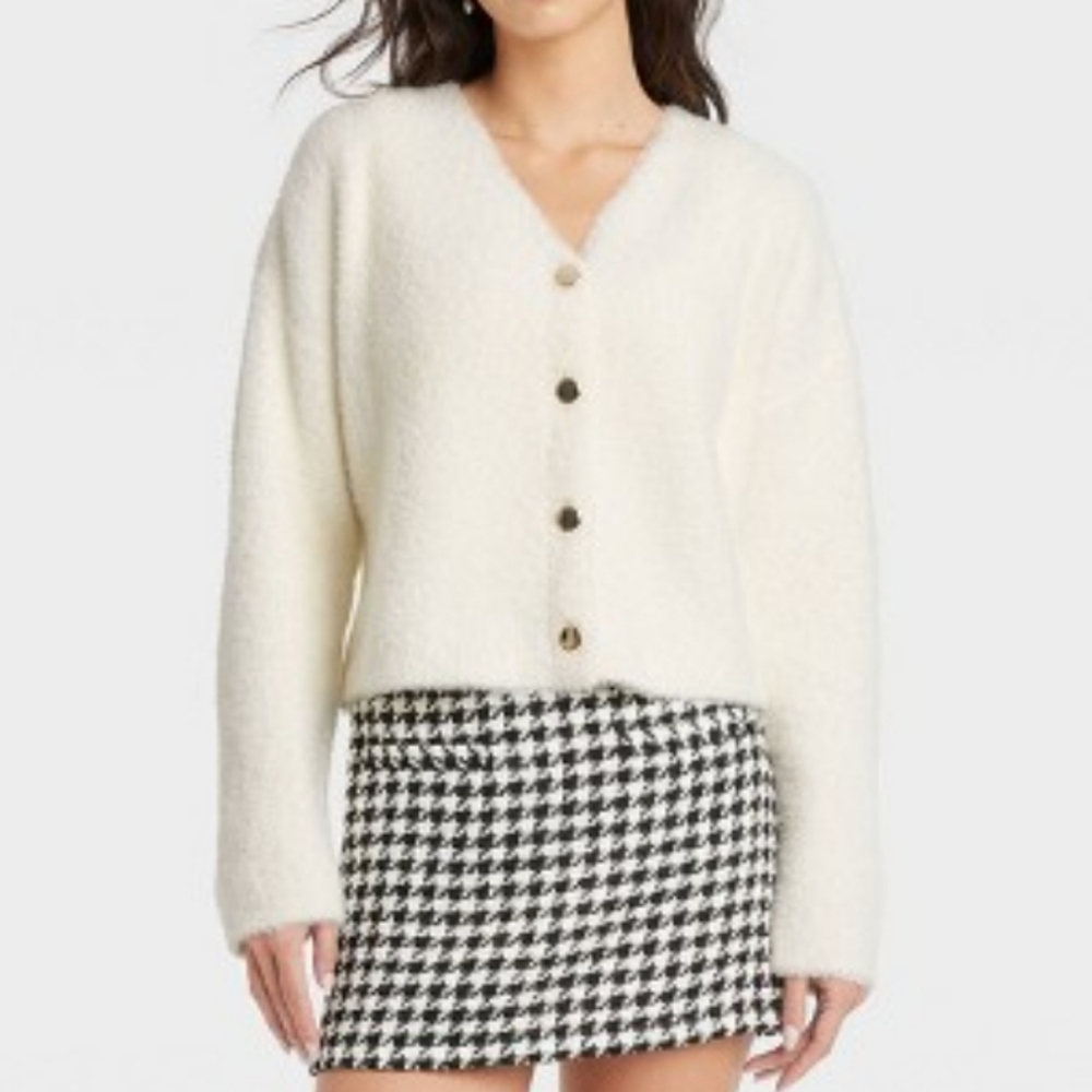 NWT A New Day Cream Cozy Fuzzy Sweater Cardigan Size XXL
